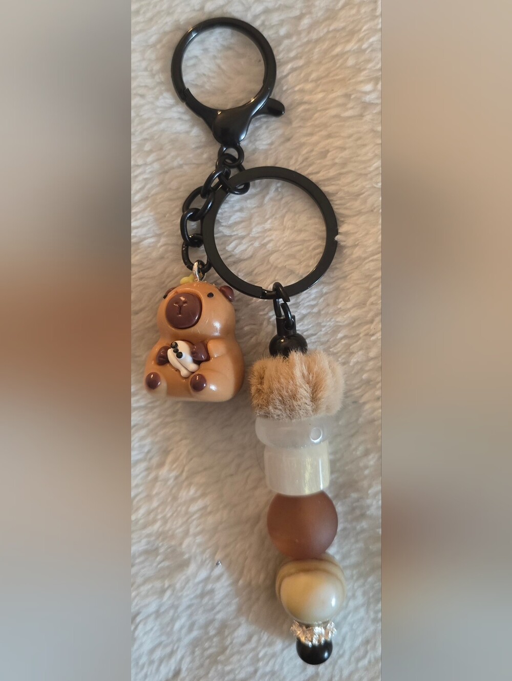 Brown & Tan Keychain/Bag Charm - Capybara with Pet